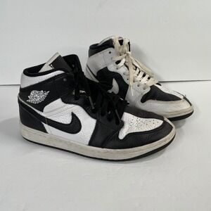 Air Jordan 1‎ Mid Reverse Panda Black White Leather Youth Shoes DR0501-101